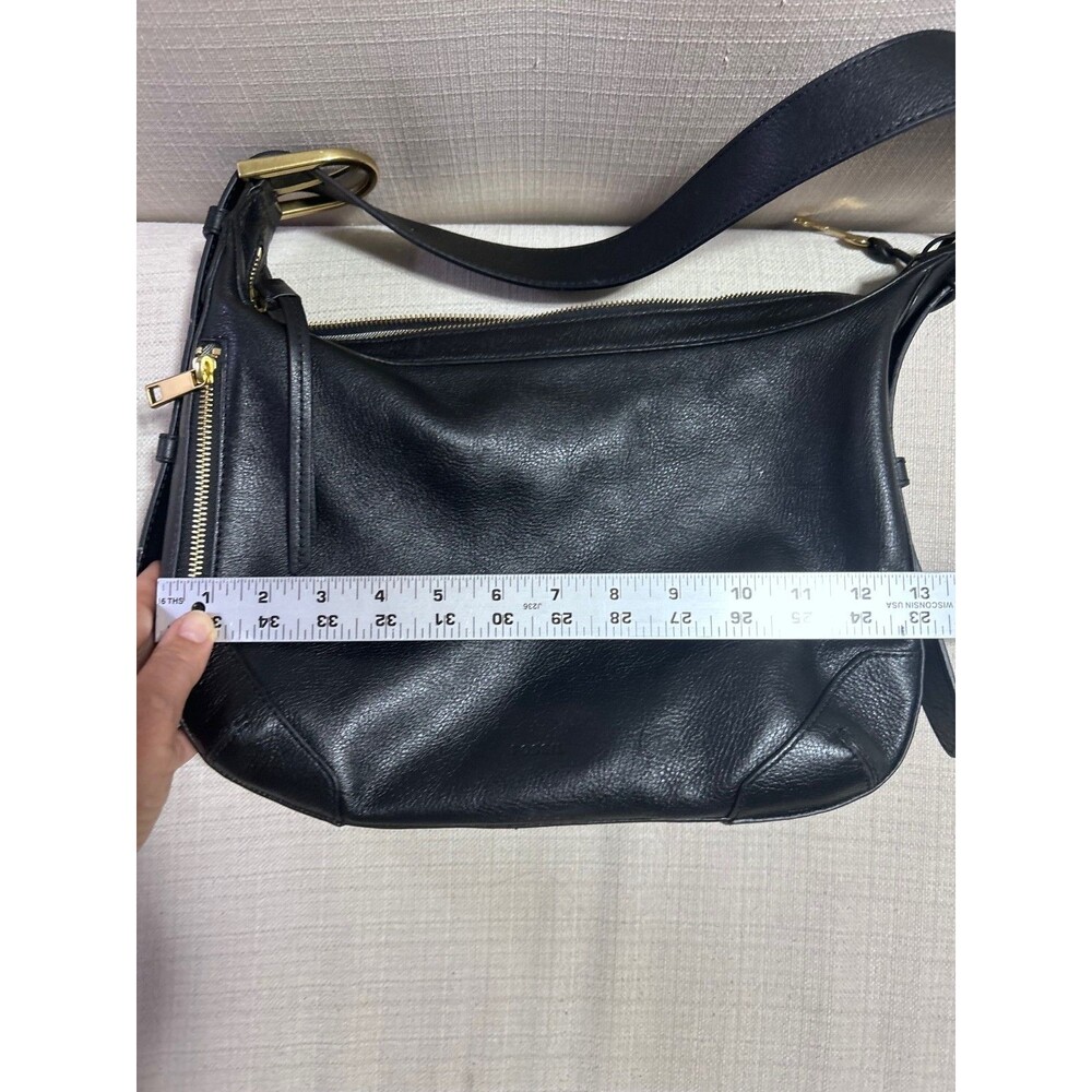 Fossil Hannah Hobo Shoulder Bag Black Leather ZB7888 - Picture 9 of 12